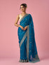 Mohey Blue Organza Saree with Stone Work