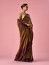 Mohey Gold Organza Saree with Print and Stone Work