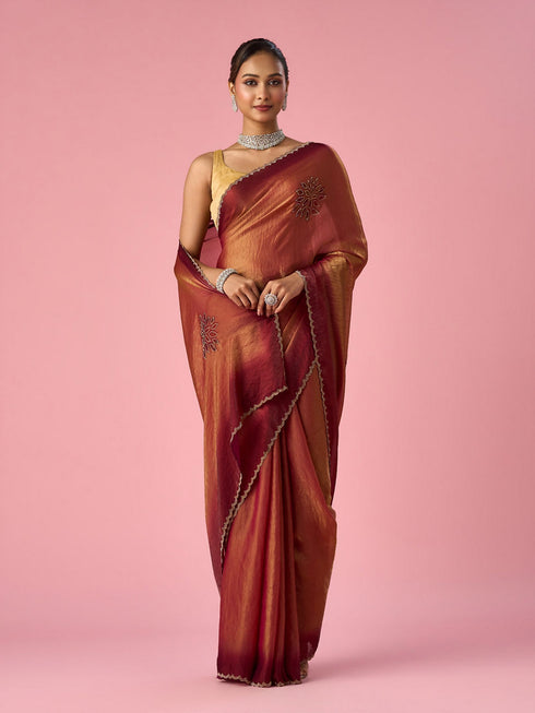 Mohey Pink Organza Printed Saree