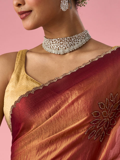 Mohey Pink Organza Printed Saree