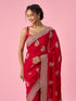 Mohey Red Silk Saree with Zari Work