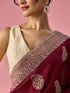 Mohey Wine Silk Saree with Stone Work