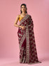 Mohey Wine Organza Saree with Stone Work