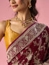 Mohey Wine Organza Saree with Stone Work