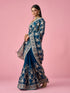 Mohey Blue Organza Saree with Stone Work