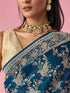 Mohey Blue Organza Saree with Stone Work