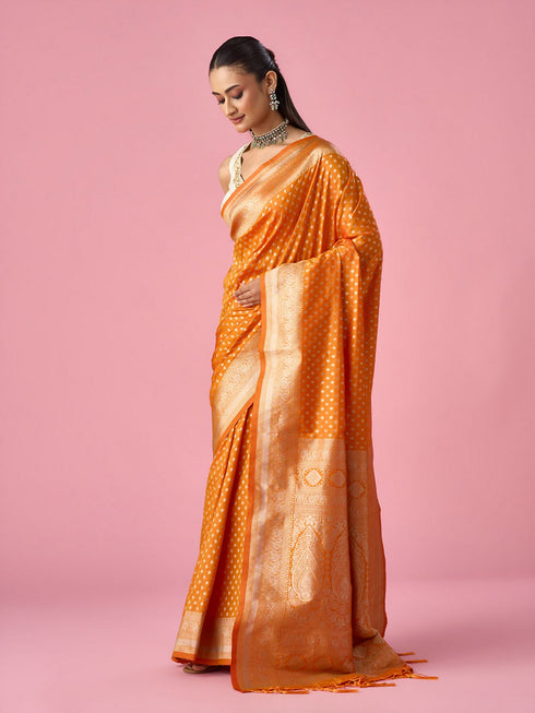 Mohey Yellow Silk Saree with Weave