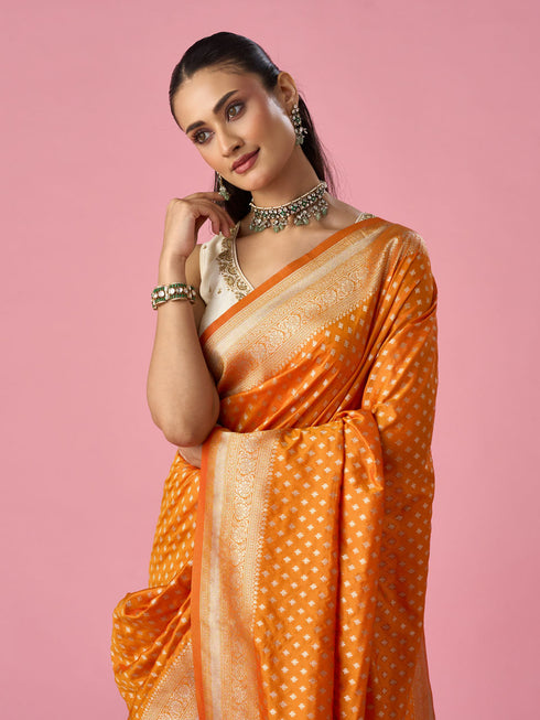 Mohey Yellow Silk Saree with Weave