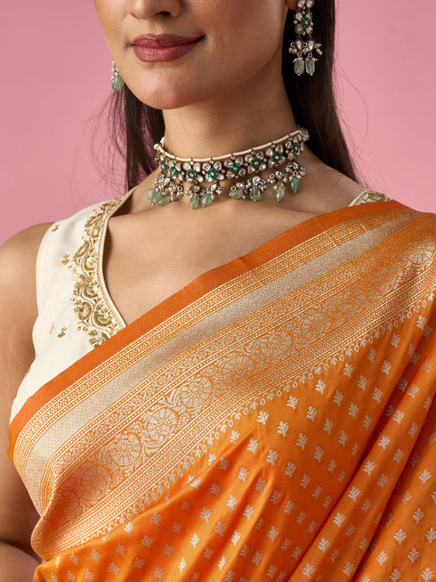 Mohey Yellow Silk Saree with Weave