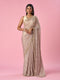 Mohey Fawn Chiffon Saree with Hand Embroidery