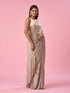 Mohey Fawn Chiffon Saree with Hand Embroidery