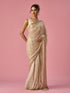 Mohey Cream Chiffon Saree with Hand Embroidery