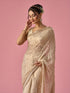 Mohey Cream Chiffon Saree with Hand Embroidery