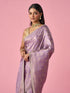 Mohey Purple Silk Saree with Mirror and Stone Work