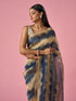 Mohey Indigo Blue Organza Saree with Print