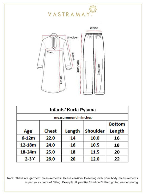 Vastramay SISHU Boys Multicolor-Base-Cream Cotton Blend Kurta Pyjama Set