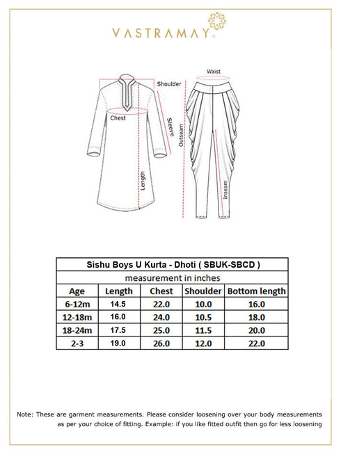 Vastramay SISHU Boy's Green Kurta And Green Cowl Dhoti Set