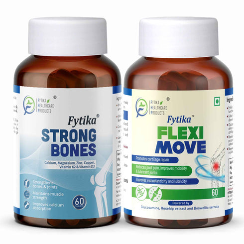 Fytika Healthcare Products Fytika Strong Bones and Fleximove For Healthy Bones Joint For Men Women 60 Tablets Each