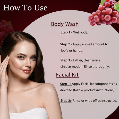 Globus Naturals Red Wine Body Wash 100 ml & Red Wine Facial Kit 40 gm with Chocolate Box