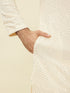 Manyavar Pearled Ivory White Chikankari Kurta Set