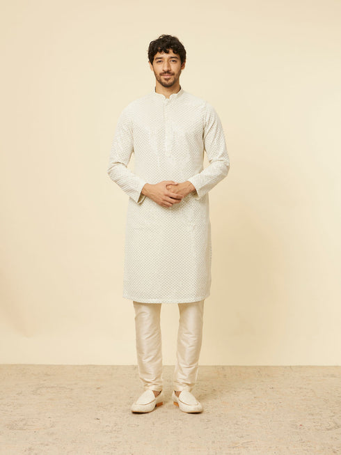 Manyavar Pista Green Chikankari Embroidered Sequin Kurta Set