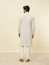 Manyavar Glacier Grey Chikankari Kurta Set
