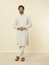 Manyavar Glacier Grey Chikankari Kurta Set