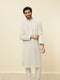 Manyavar Glacier Grey Chikankari Kurta Set