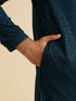 Manyavar Teal Blue Elegance Kurta Pajama