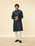 Manyavar Indigo Blue Petal String Patterned Kurta Set