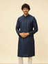 Manyavar Indigo Blue Petal String Patterned Kurta Set