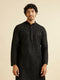Manyavar Midnight Black Petal String Patterned Kurta Set with Mirror Work