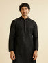 Manyavar Midnight Black Petal String Patterned Kurta Set with Mirror Work