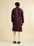 Manyavar Wine Petal String Patterned Kurta Set with Mirror Work