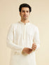 Manyavar Warm White Petal String Patterned Kurta Set with Mirror Work
