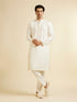 Manyavar Warm White Petal String Patterned Kurta Set with Mirror Work