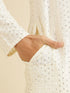 Manyavar Warm White Petal String Patterned Kurta Set with Mirror Work