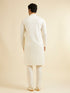 Manyavar Warm White Petal String Patterned Kurta Set with Mirror Work