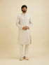 Manyavar Chalk White String Patterned Kurta Set with Mirror Work