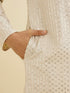 Manyavar Chalk White String Patterned Kurta Set with Mirror Work
