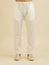 Manyavar Chalk White String Patterned Kurta Set with Mirror Work