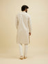 Manyavar Chalk White String Patterned Kurta Set with Mirror Work