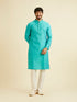 Manyavar Turquoise Blue Bel Buti Patterned Kurta Set