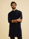 Manyavar Indigo Blue Jaal Embroidered Kurta Set with Sequin Work