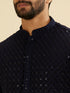 Manyavar Indigo Blue Jaal Embroidered Kurta Set with Sequin Work