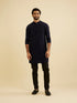 Manyavar Indigo Blue Jaal Embroidered Kurta Set with Sequin Work