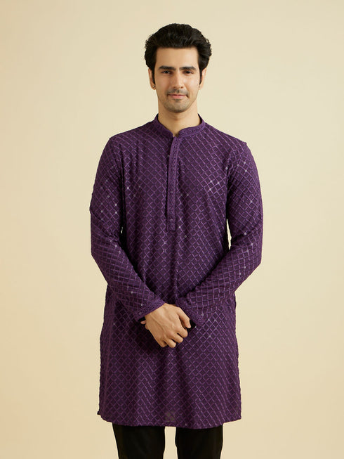 Manyavar Purple Majesty Kurta Pajama