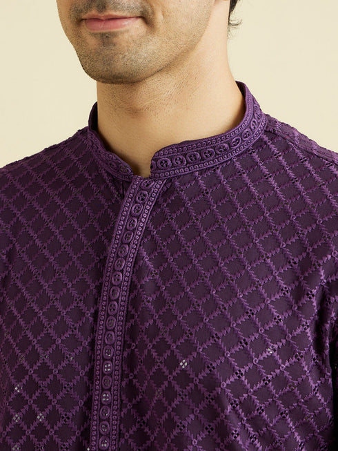 Manyavar Purple Majesty Kurta Pajama