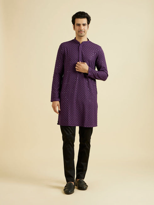 Manyavar Purple Majesty Kurta Pajama