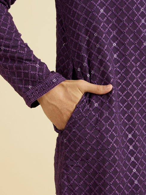 Manyavar Purple Majesty Kurta Pajama